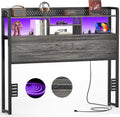 Unikito Headboard for Full Size Bed with Storage Shelf, Head Board with 3 Outlets and 2 USB Ports, Headboards with RGB LED Light, Height Adjustable, Sturdy and Stable, Easy Assembly,Black Oak