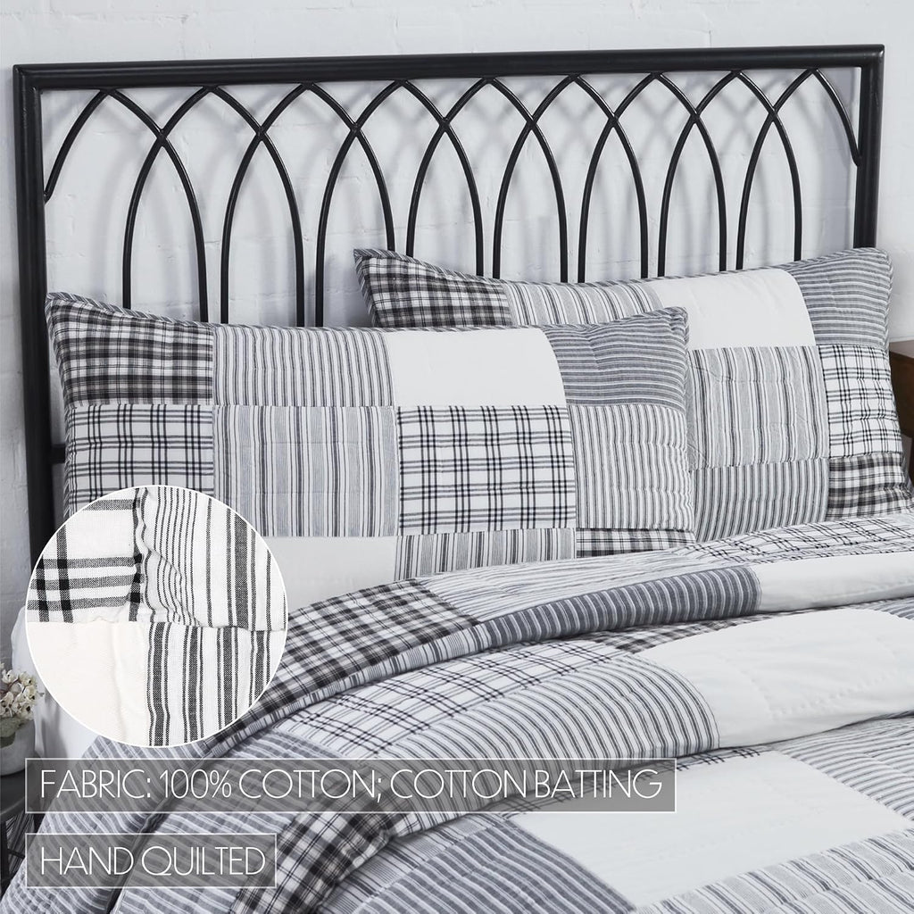 VHC Brands Sawyer Mill Black 8 Piece Luxury King Quilt Set (1 Quilt, 2 King Shams, 2 Pillowcase, 2 Euro Shams, 1 Bed Skirt)
