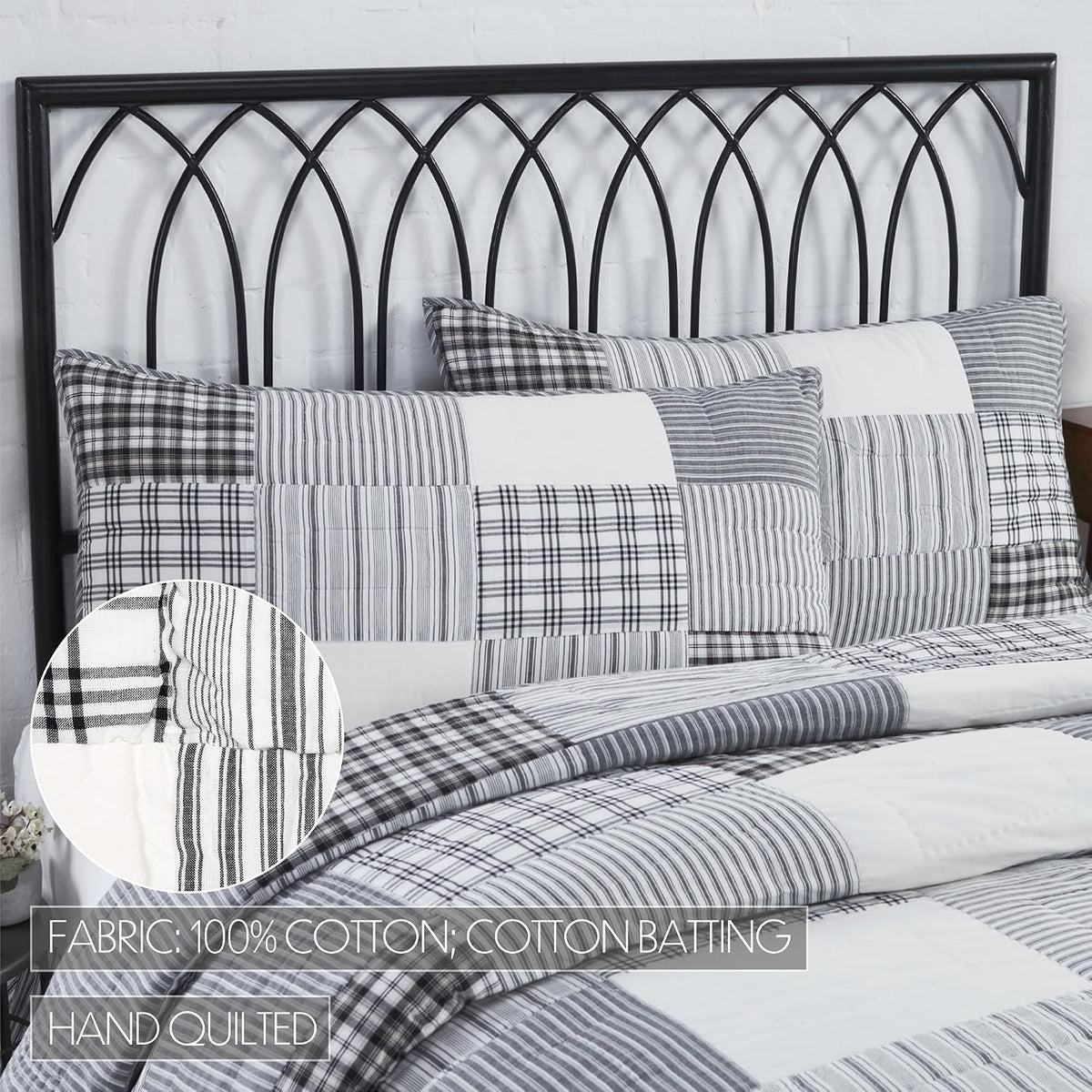VHC Brands Sawyer Mill Black 8 Piece King Quilt Set (1 Quilt, 2 King Shams, 2 Pillowcase, 2 Euro Shams, 1 Bed Skirt)