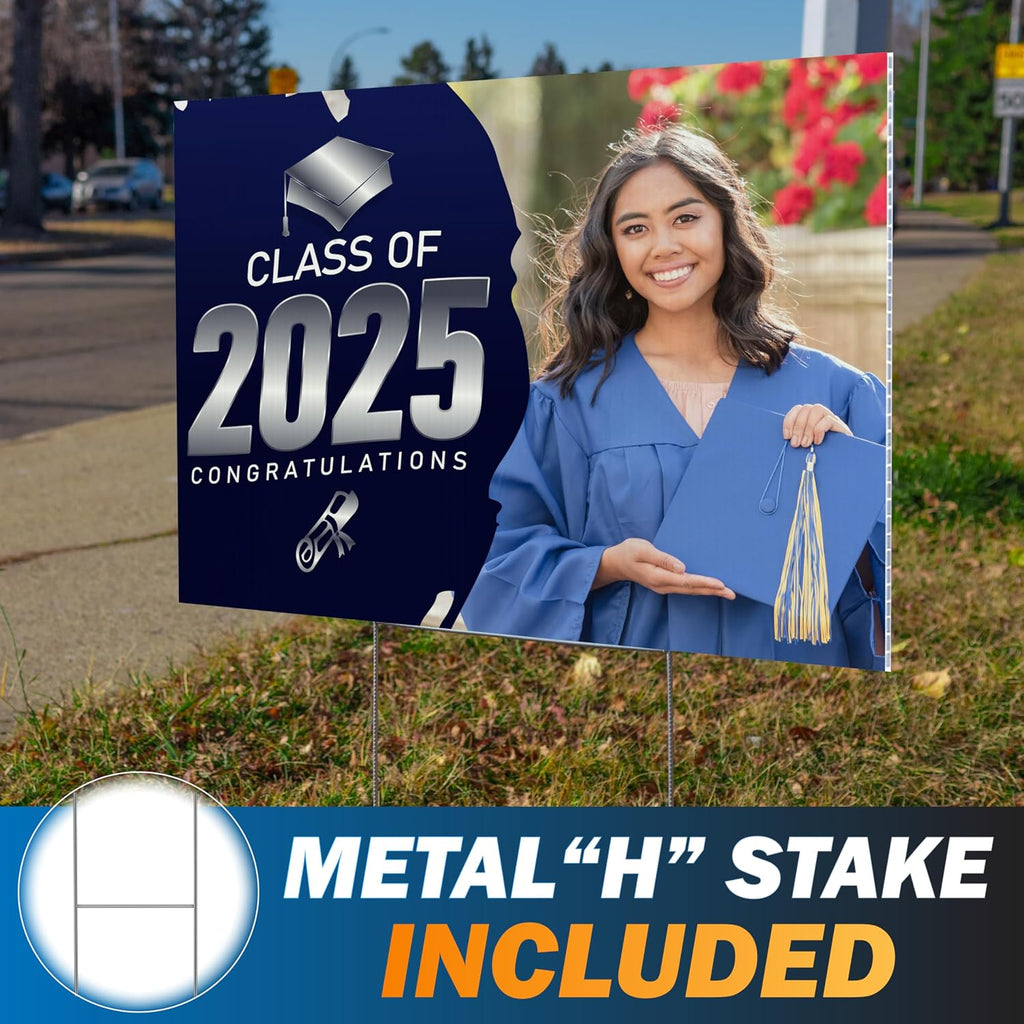 Pack of 100, Custom Yard Sign - Upload Your Design, 3 Sizes, 35 Backgrounds, 20 Fonts - Double Side Option - 4mm Coroplast, DIY Yard Sign with H Stake - Real Estate Signage