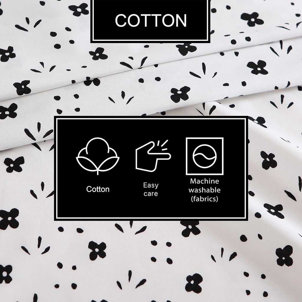 Marimekko - Queen Sheet Set, Premium Cotton Percale Bedding Set with Matching Shams, Lightweight & Breathable Bed Essentials (Kukkaketo Black, Queen)