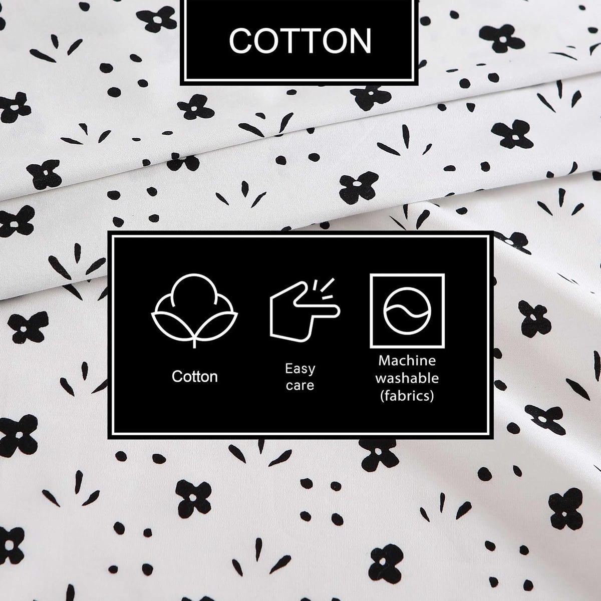 Marimekko - Queen Sheet Set, Premium Cotton Percale Bedding Set with Matching Shams, Lightweight & Breathable Bed Essentials (Kukkaketo Black, Queen)