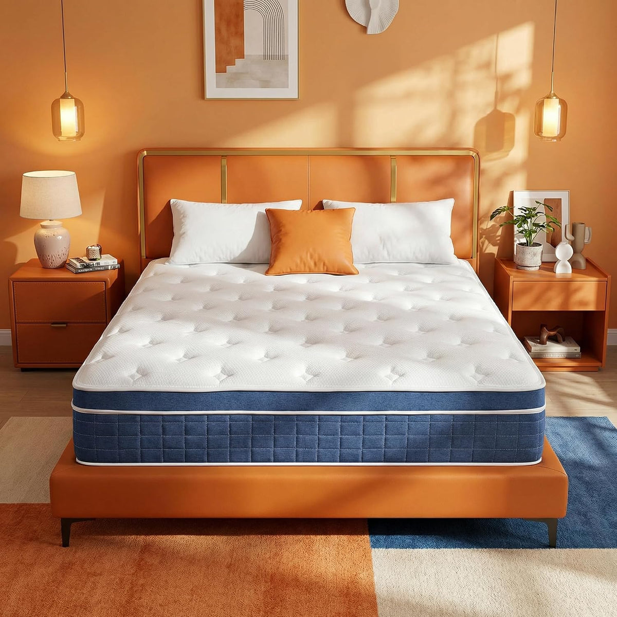 inight 12 Inch Queen Size Hybrid Mattress, Medium Firm Spine Alignment with Nebulign Foam & Silent Pocket Coils, Motion Isolation, Fiberglass Free, CFR 1633 Compliant
