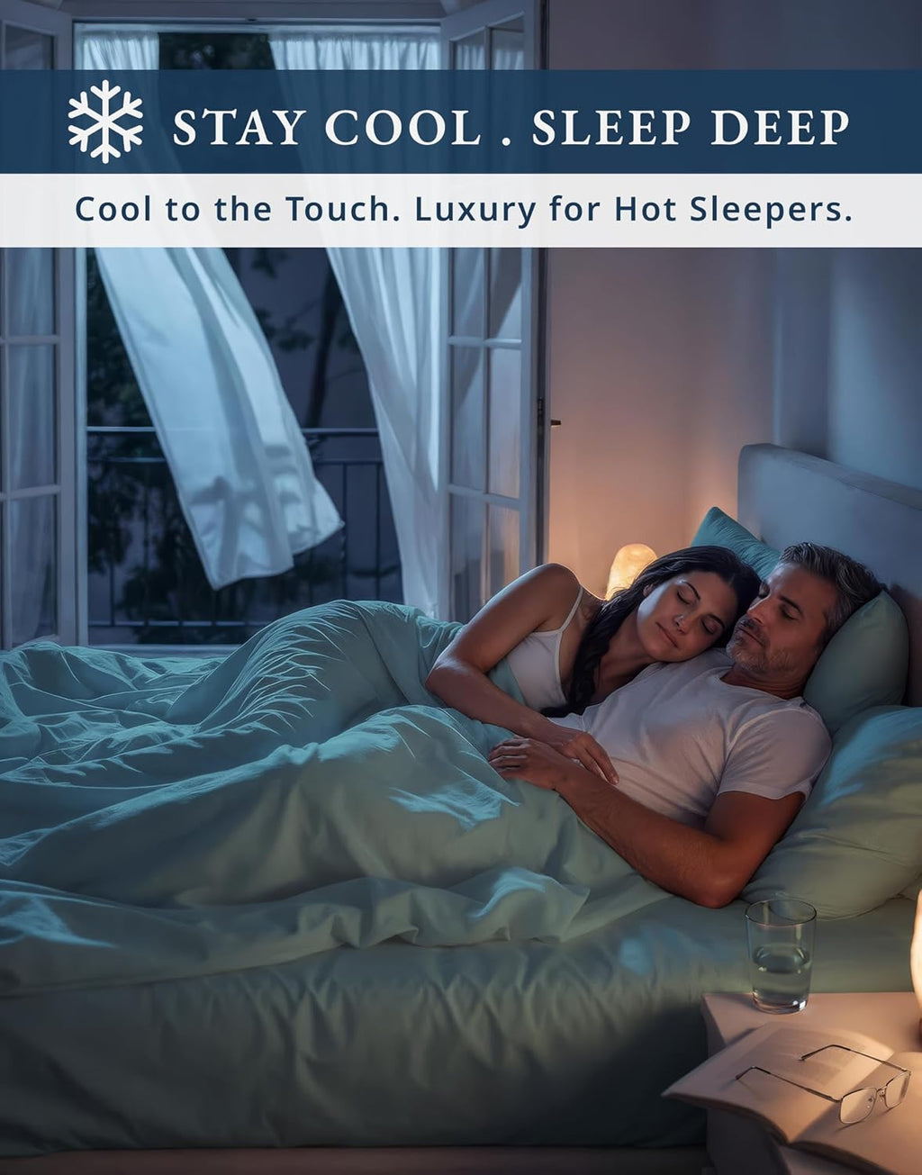 100% Egyptian Cotton Queen Size Sheet Set - 1000 Thread Count Silky Sateen Weave Naturally Breathable & Durable Winter Comfort, Hotel Soft Luxury Comfort with 15' Deep Pocket Queen Sheets -French Blue