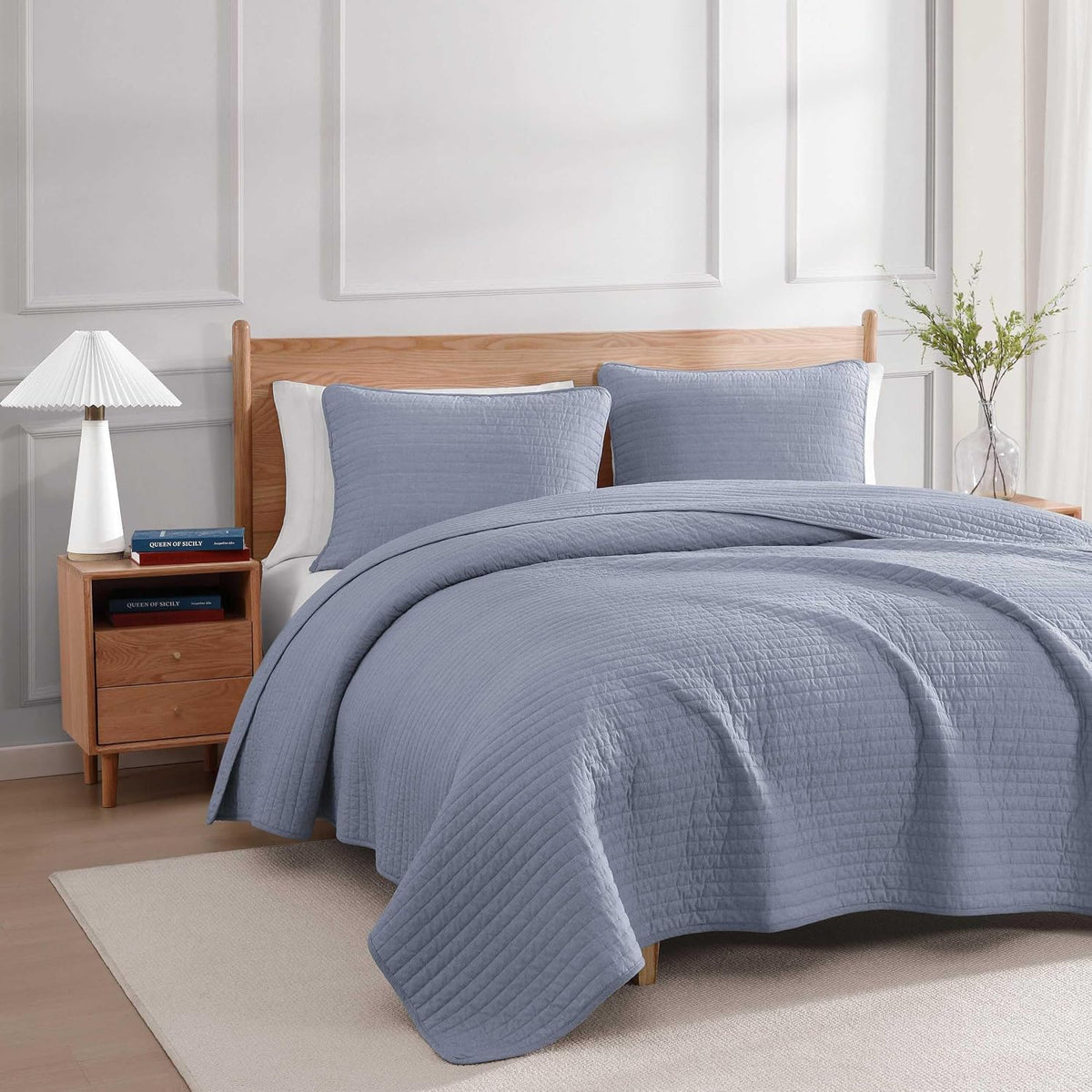 Tommy Hilfiger - Twin Quilt Set, Soft Cotton w/Breathable Feel, Lightweight Bedding for Year Round Comfort, 2 Piece Bed Set w/Matching Pillowcase (Christopher Blue)