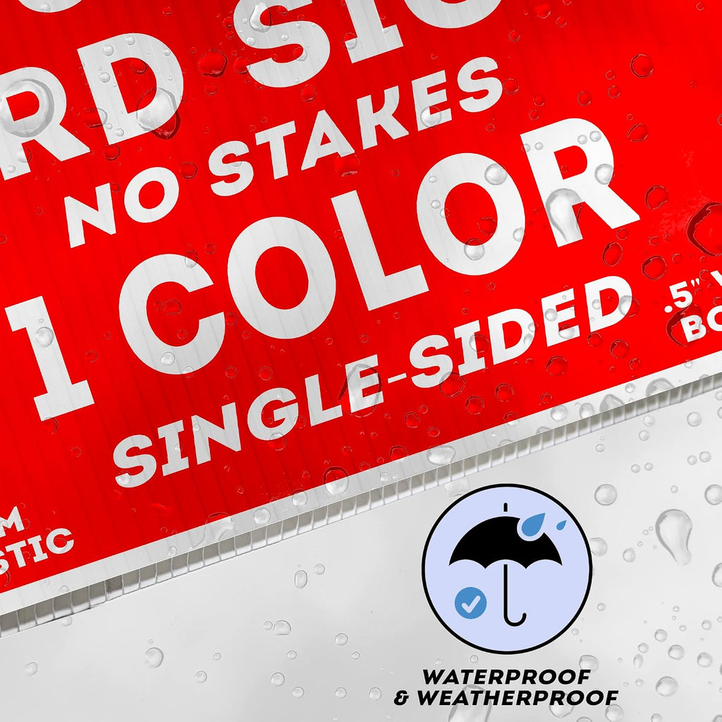 50 Pack of 18' x 24' Custom Single (1) Sided Yard Signs - 24' x 18' Lawn Sign Printing