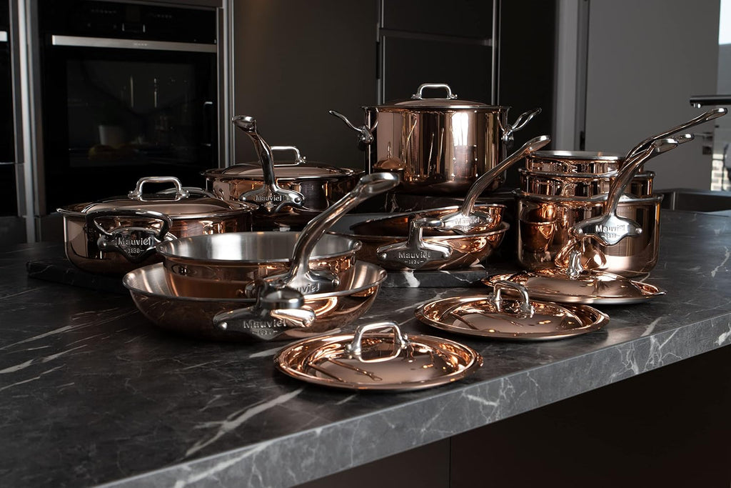 Mauviel M'6S 6-Ply Polished Copper & Stainless Steel Chef Pan With Lid, And Cast Stainless Steel Handle, 3.4-qt, Made In France