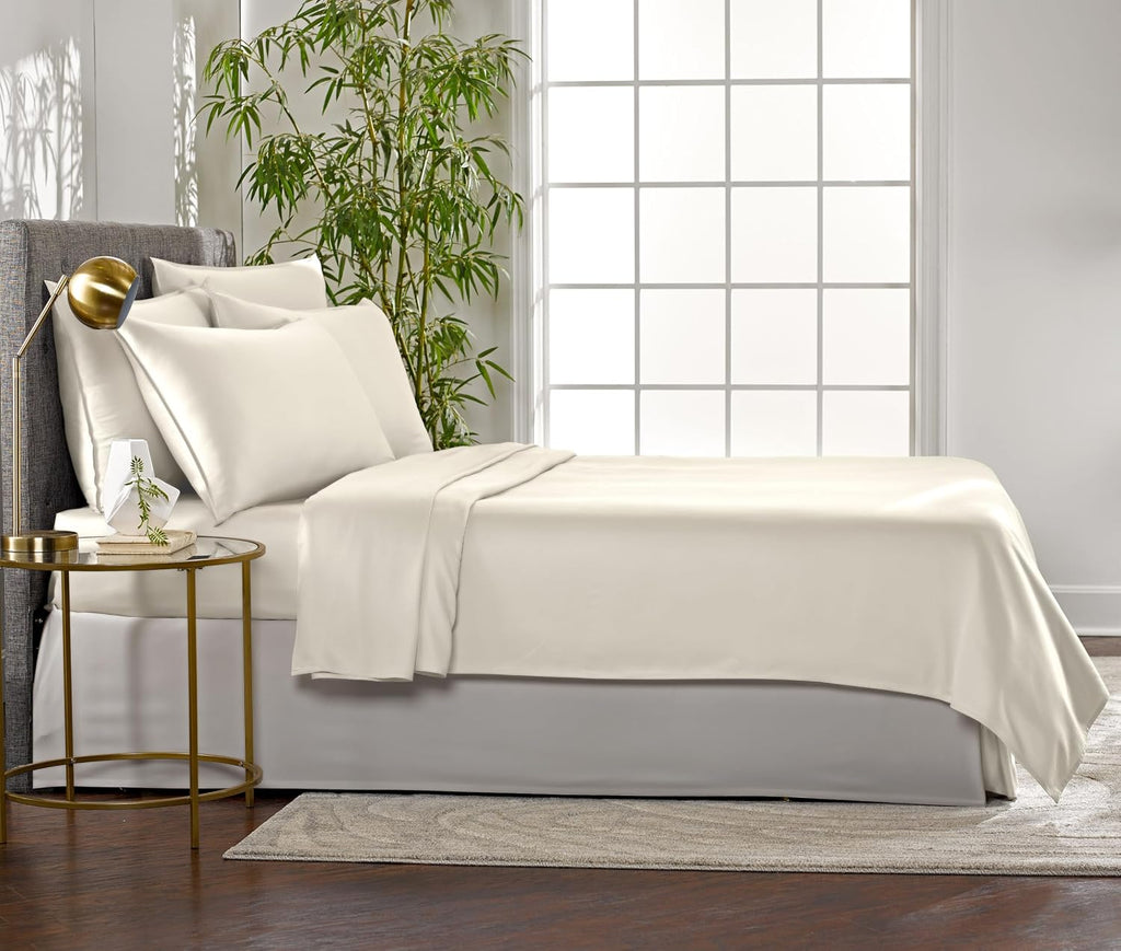 Pure Bamboo California King Sheets, Genuine 100% Organic Viscose Derived from Bamboo Bed Sheet Set, Soft & Cooling, Double Stitching, 2 Year Quality Promise (California King, Ivory)