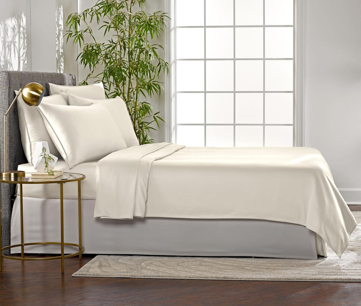 Pure Bamboo California King Sheets, Genuine 100% Organic Viscose Derived from Bamboo Bed Sheet Set, Soft & Cooling, Double Stitching, 2 Year Quality Promise (California King, Ivory)