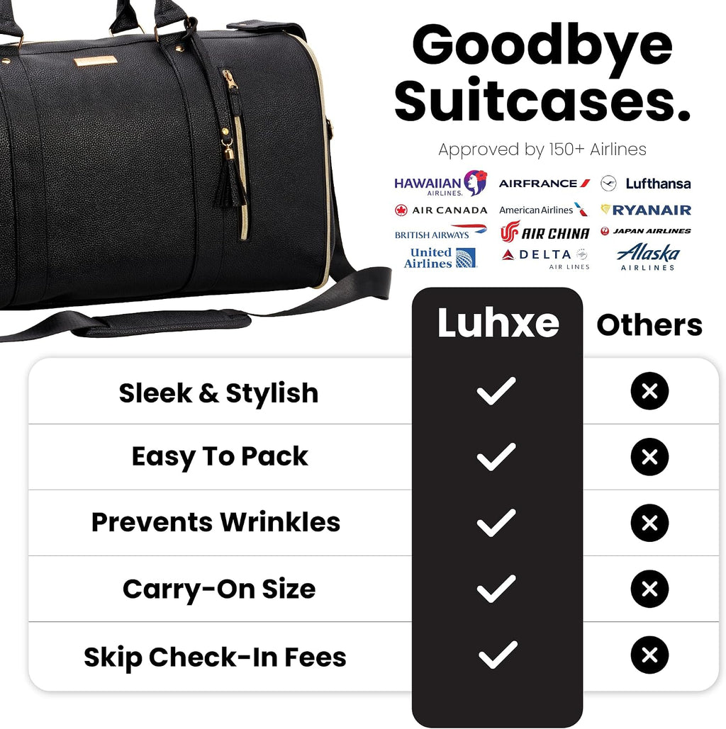 Luhxe Travel Convertible Carry On Garment Roller Bag 2.0 with Shoe Pouch & Detachable Shoulder Strap – Improved Zipper and reinforced straps - Charcoal