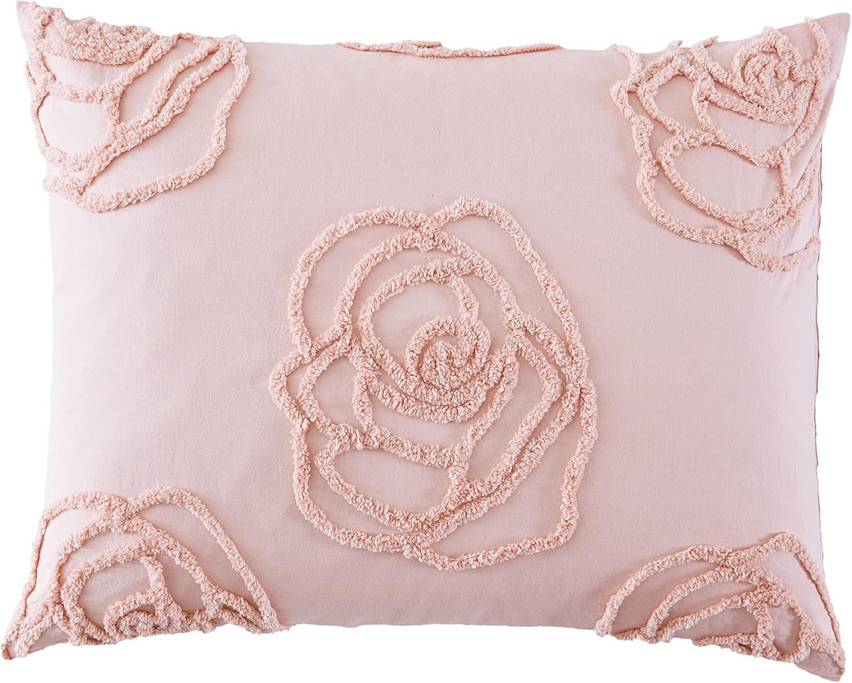 Betsey Johnson - Queen Duvet Cover Set, Reversible Cotton Bedding with Matching Shams & Bonus Throw Pillow, Chic Bedding Set (Rambling Roses Pink, Queen)