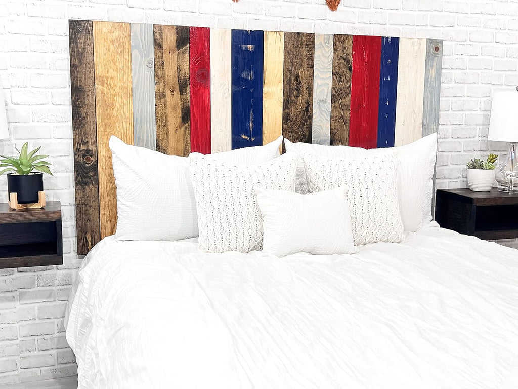 Barn Walls Solid Wood Headboard Handcrafted Americana Mix Floating Panels Wall Mount Adjustable Height Twin