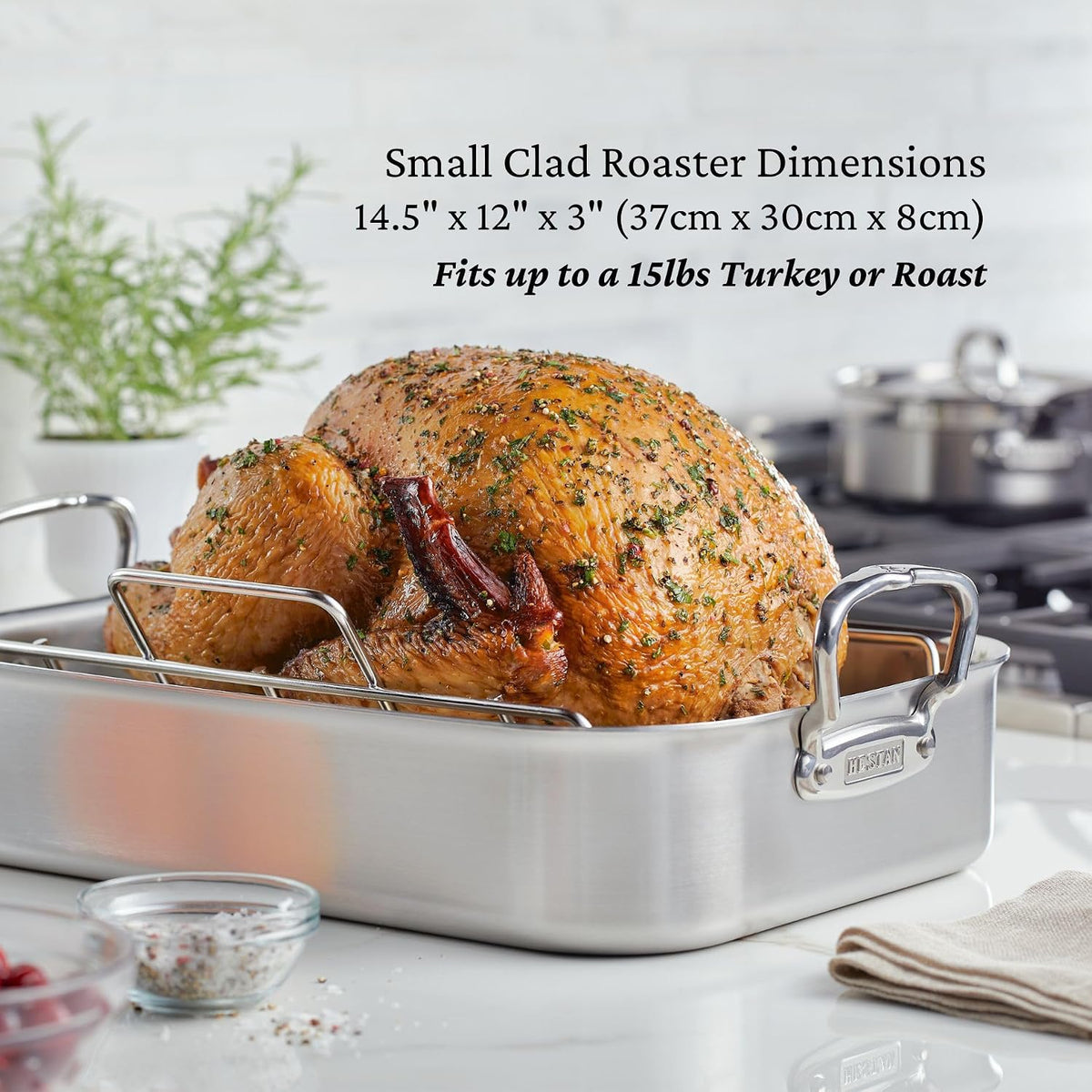 Hestan Provisions – 14.5' Classic Clad Roaster with Stainless Steel Rack