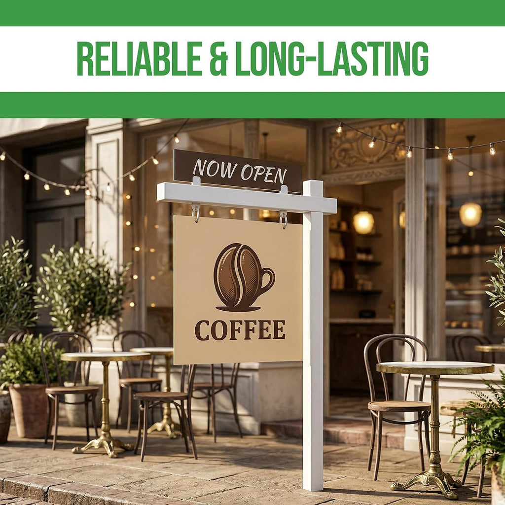 Custom Real Estate Sign Post By BCB Print – Yard Sign Holder with Hanging Panel and Stake | Outdoor Sign Post for Business Sale, Advertising and Open House Signs | Made in USA.