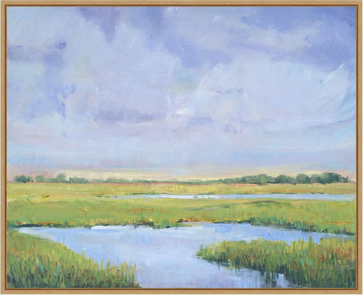Amanti Art Framed Canvas Wall Art 23x28 Summer Marsh I by Tim O'Toole, Framed Wall Art Canvas, Landscapes Artwork, Modern Decor, Medium Poster Painting for Living Room, Bedroom, Bathroom, Kitchen,