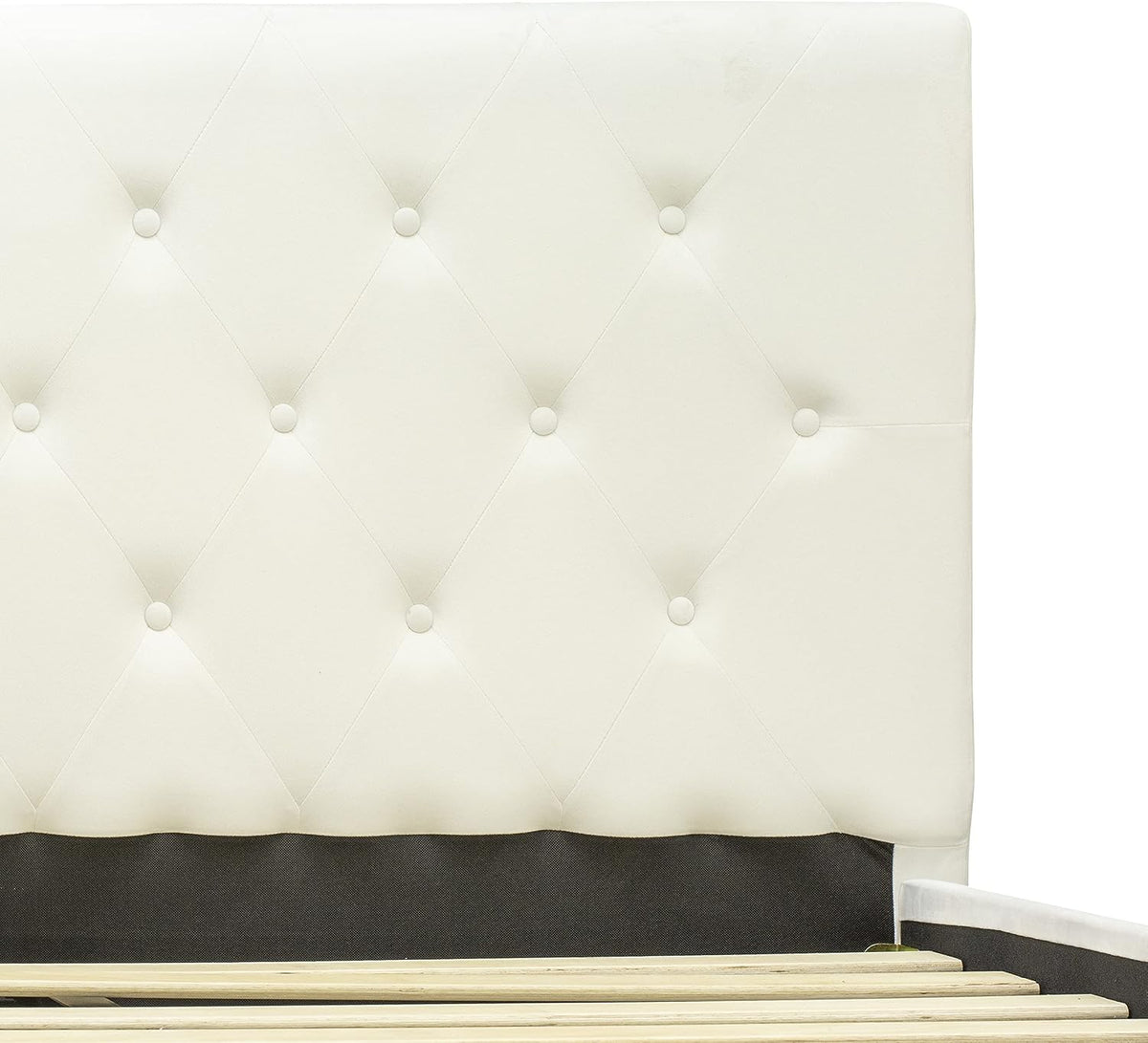 East West Furniture NL19K-1HI14 2 Piece Bedroom Set - King Size Button Tufted Bed - Linen white Velvet Fabric Upholstered Headboard and an Urban Gray Finish Nightstand