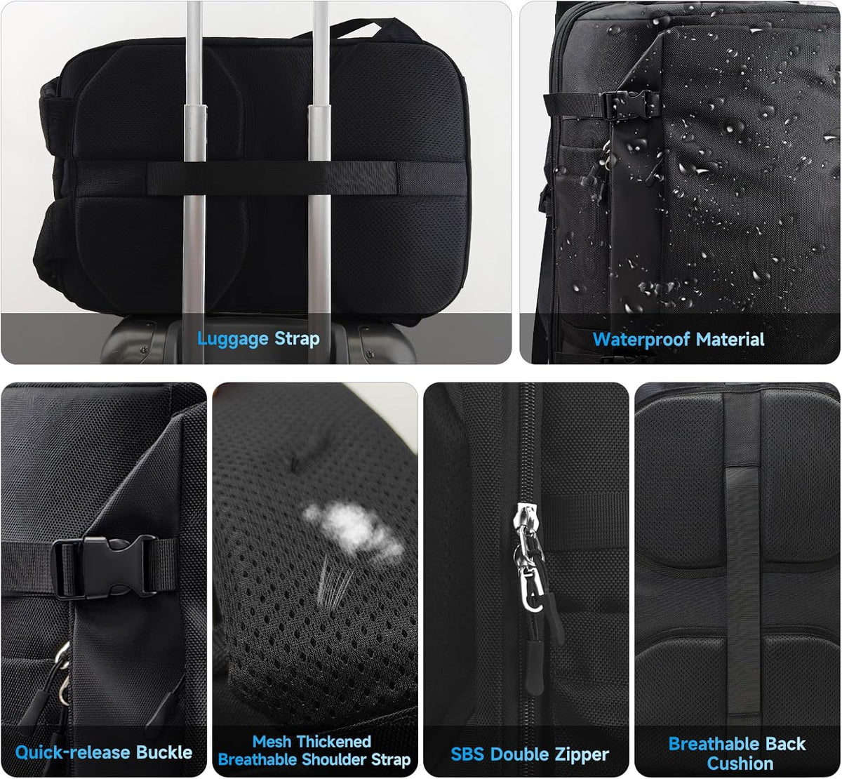 Vacuum Backpack Travel with Pump, 60L Waterproof Carry On Backpack With Detachable Vacuum Bags, Casual Daypack Laptop Backpack For Men Women Fits 17.3' Laptop for Business & Travel Commuting