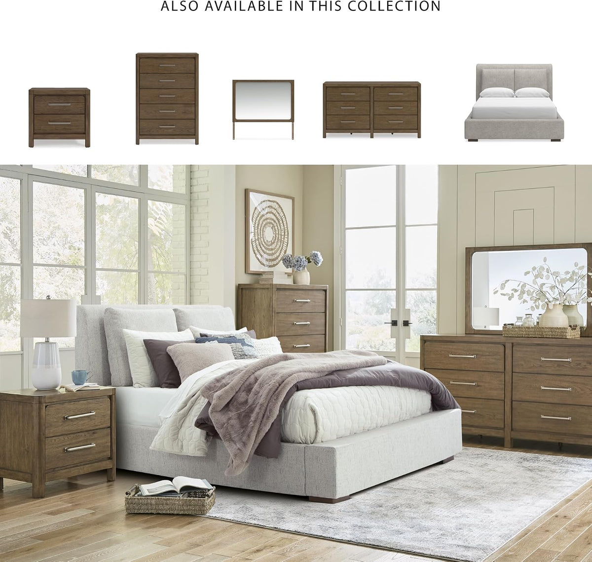 Signature Design by Ashley Cabalynn Casual Queen Upholstered Bed, Foundation or Box Spring Needed, Beige