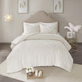 Madison Park Laetitia Comforter Bohemian Tufted Cotton Chenille, Medallion Shabby Chic All Season Down Alternative Bed Set with Matching Shams, Floral Off White Full/Queen(90'x90') 3 Piece