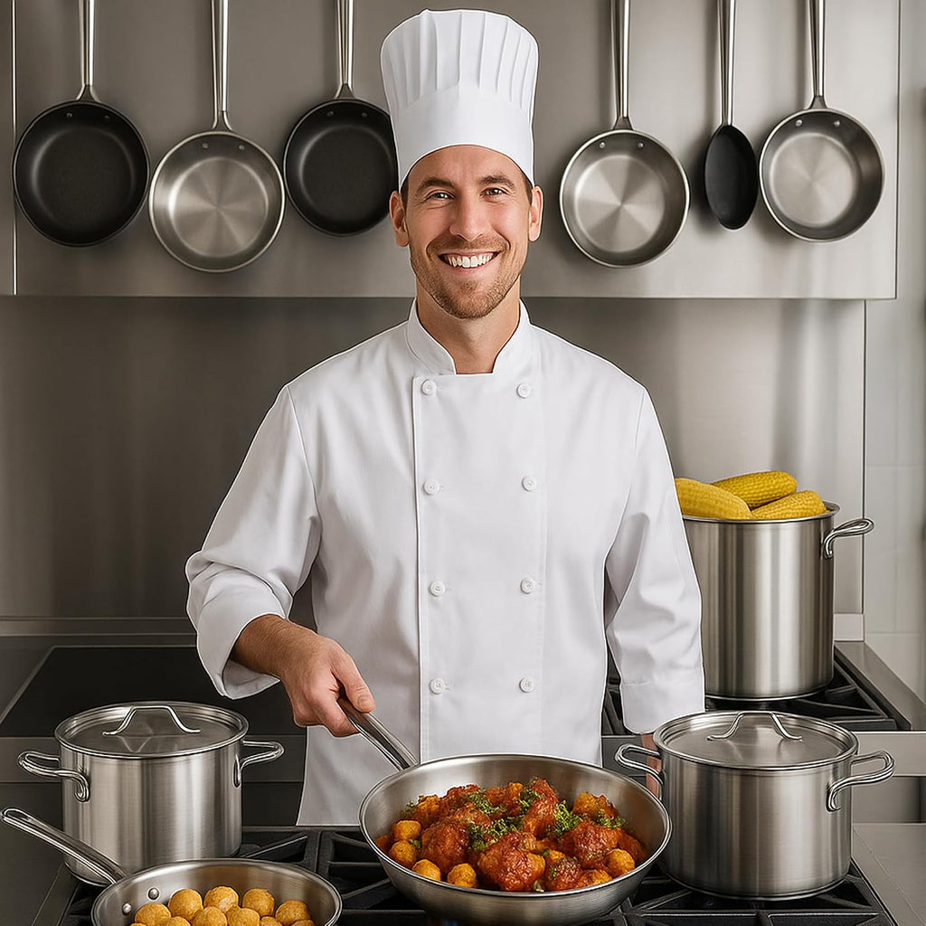 Stainless Steel Cookware Set, 6-Qt & 2-Qt Saucepans, 20-Qt Stockpot with Lids, 9.5' Non-Stick Frying Pan (8 Piece)