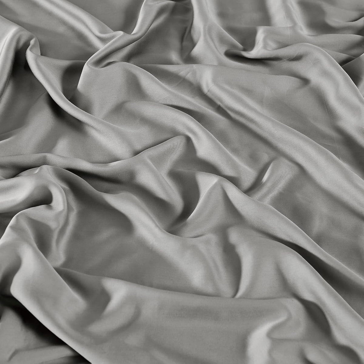 Brooklyn Loom 300 Thread Count Sateen 100% Rayon from Bamboo Deep Pocket 4 Piece Queen Sheet Set in Grey, All Season, Adult Size, Oeko-TEX Certified