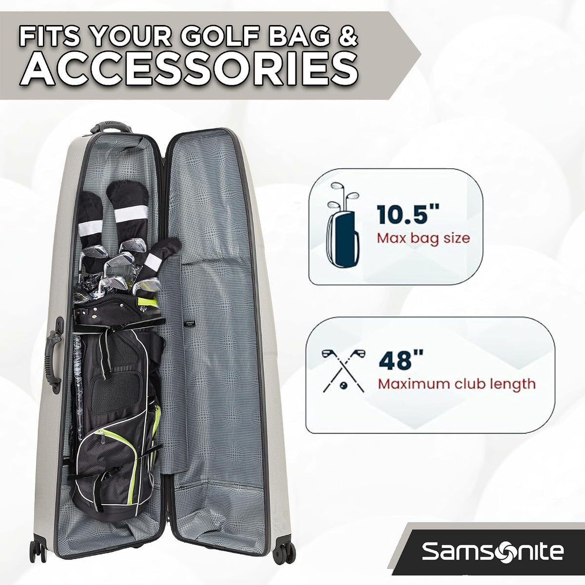 Samsonite Tour Deluxe Golf Hard Case Golf Travel Bag, Lightweight & Durable ABS Shell, 360 Degree Multi-Directional Wheels