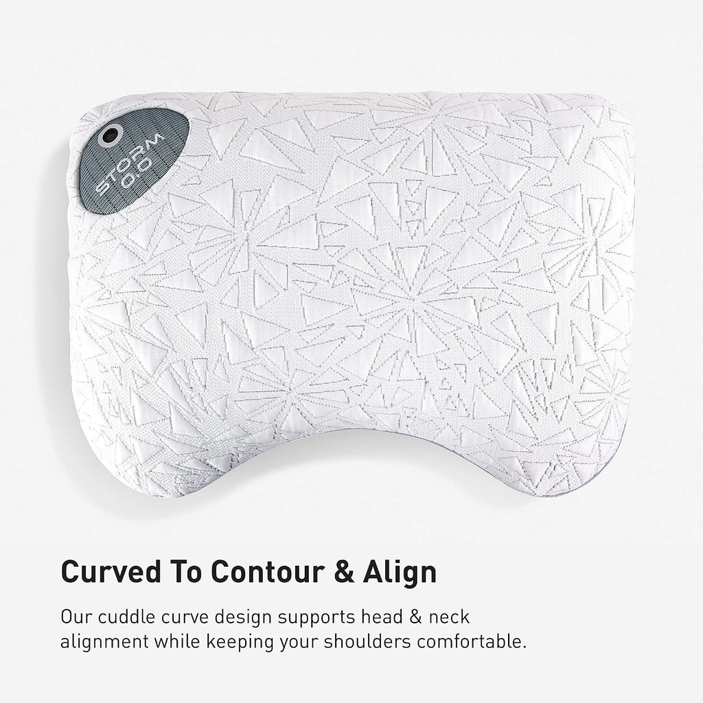 Bedgear Storm Cuddle Curve Performance Pillow - Size 0.0 - Cooling Bed Pillow for Side Sleepers - Medium Firmness- Washable and Removable Cover - 20' W x 26' L
