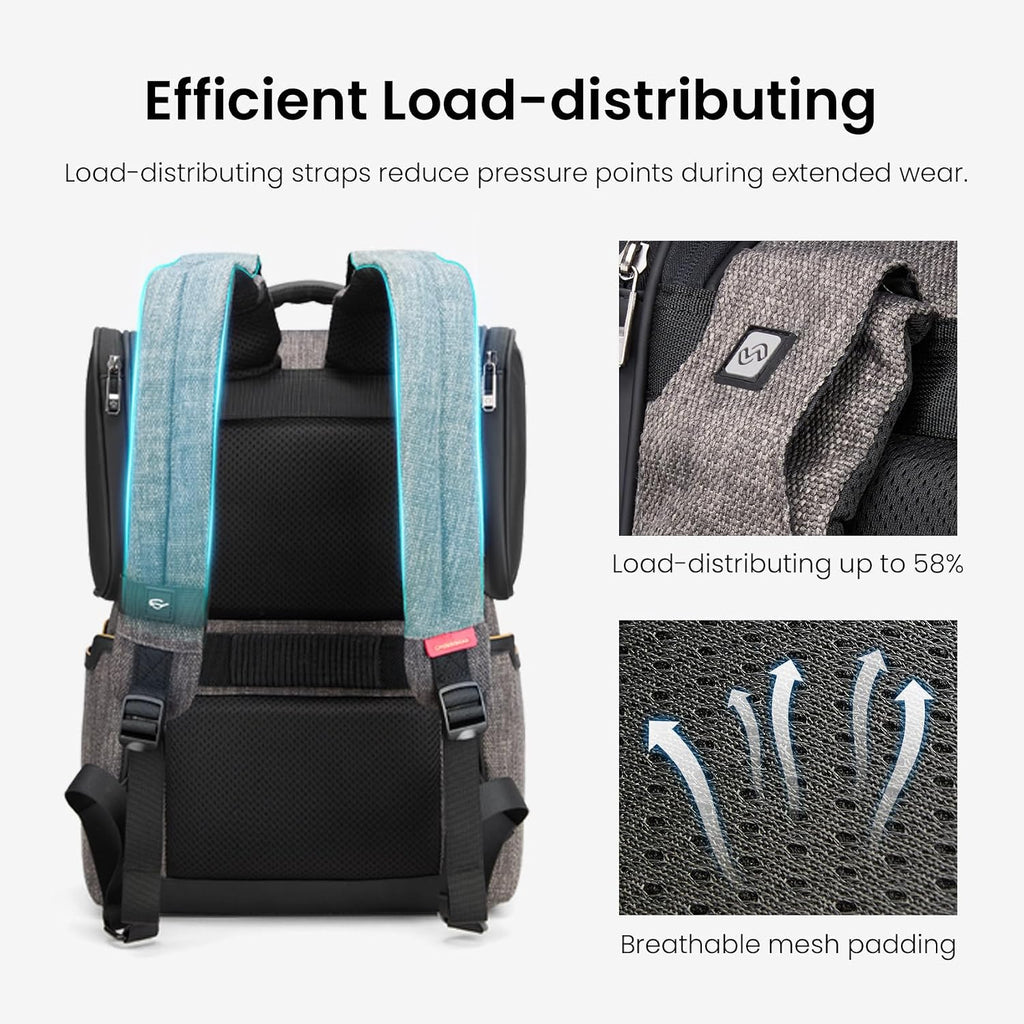 CROSSGEAR Casual Daypack Backpack, Lightweight, Shock-absorbing Padding Strap, Breathable Back, Work Business Laptop Backpack for Men, Multi-Pocket, Water-resistant, 14' Laptop Compartment, 24L