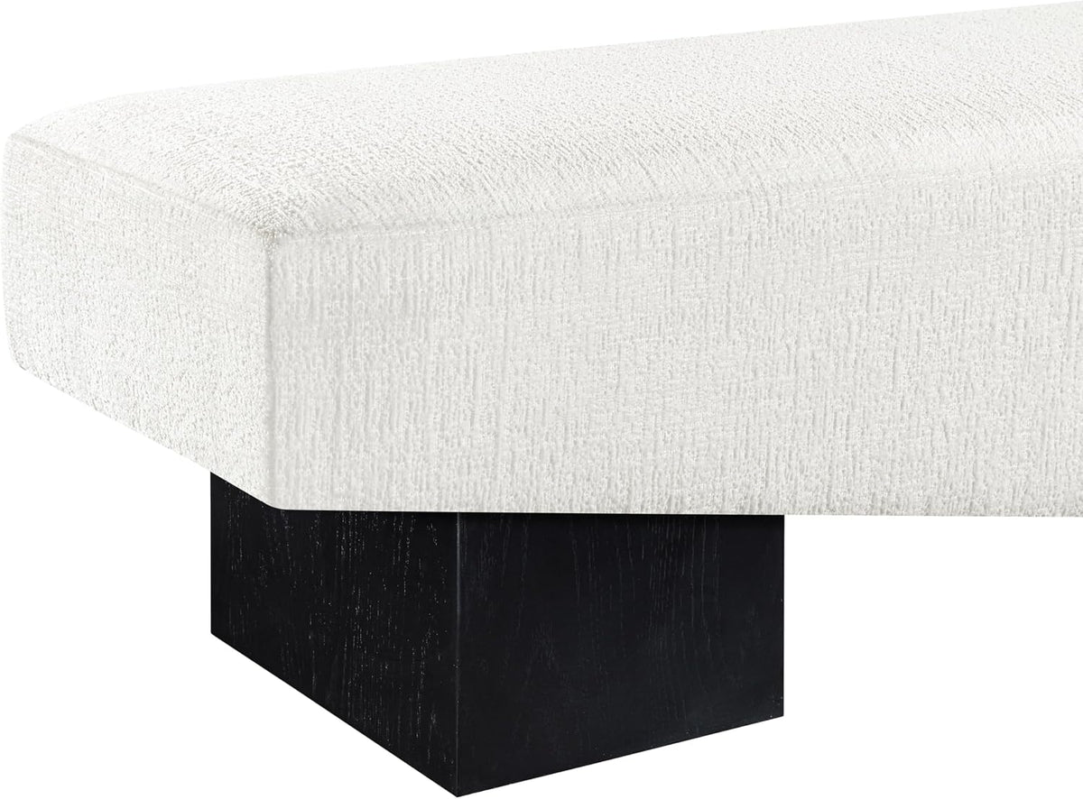 Meridian Furniture 22058Cream Alora Collection Art Deco Bench with Soft Cream Polyester Fabric, Black Finish Solid Wood Frame, 60.5' W x 18' D x 18' H, Cream