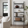 Nathan James Beacon Bohemian 5 Tier Bookshelf, Wall Mounted Bookcase, Solid Wood Bookshelf in Black Oak