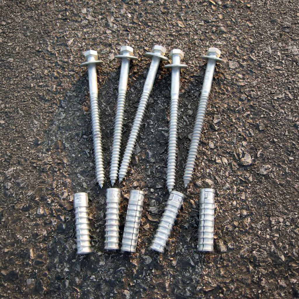 SmartSign Concrete Anchors Hardware Installation Kit for Parking Curb, Wheel Stop, Speed Bump - 6' Lag Bolts Screws, Lag Shield Anchors and Washers per Set (25 Sets Per Pack (100 Bolts/Pack))