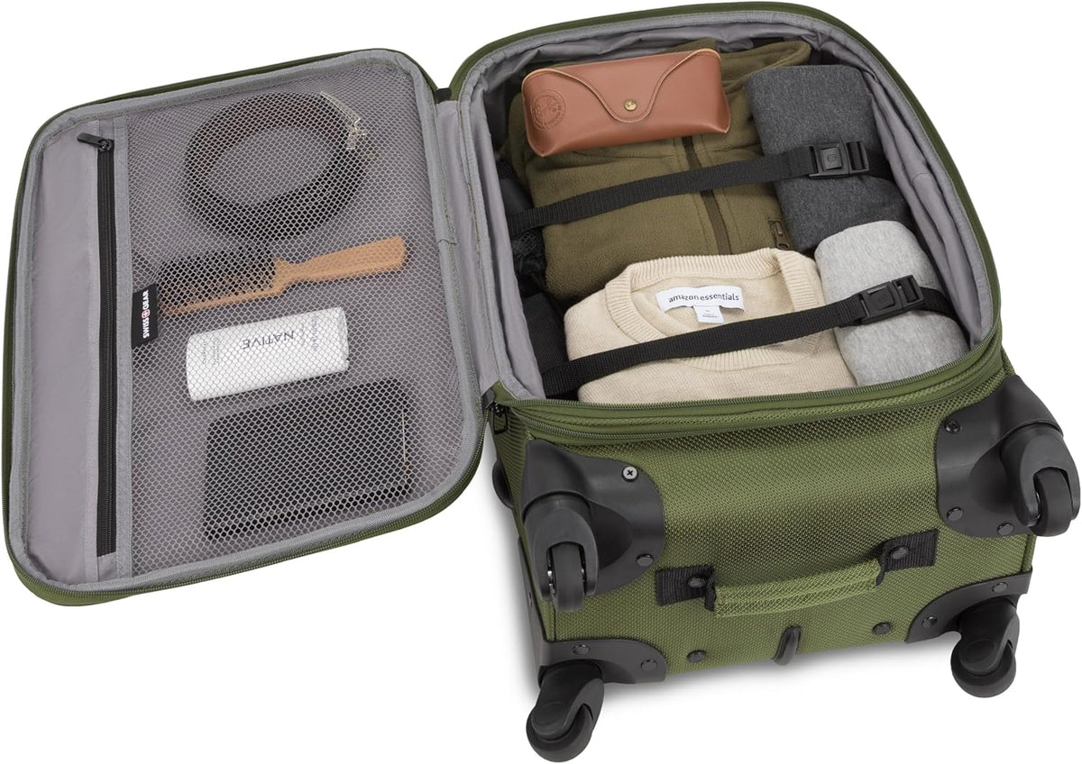 SWISSGEAR Sion 2-Piece Travel Set, Softside Expandable Carry-On Spinner Bundled with 1900 ScanSmart 17' Laptop Backpack with RFID Blocking & Tech Organization, Evergreen