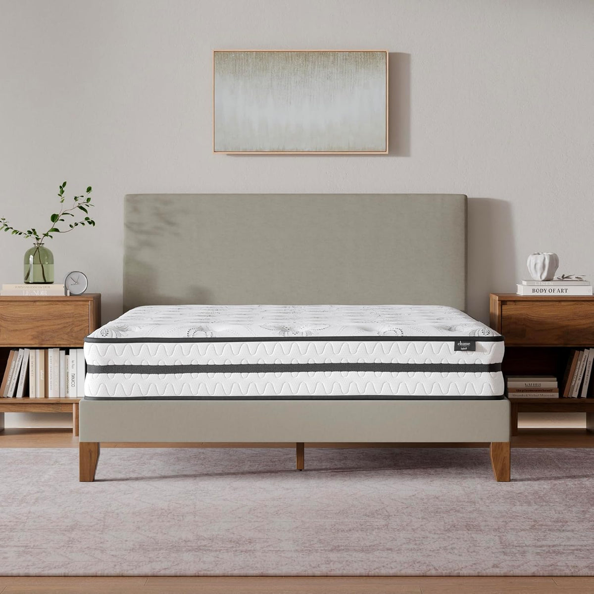 Signature Design by Ashley Full Size Chime 10 Inch Medium Firm Hybrid Mattress with Cooling Gel Memory Foam for Pressure Relief, Fiberglass-Free, Mattress In A Box