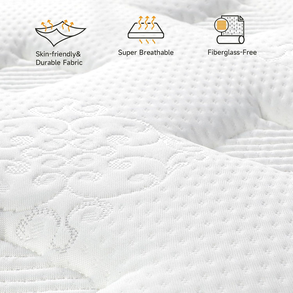 Twin XL Mattress 10 Inch-Hybrid Mattress in a Box-Individual Pocket Springs with Breathable Memory Foam College Dorm Room Essentials-Extra Long Twin Size Bed-Medium Firm Feel for Youth and Kids