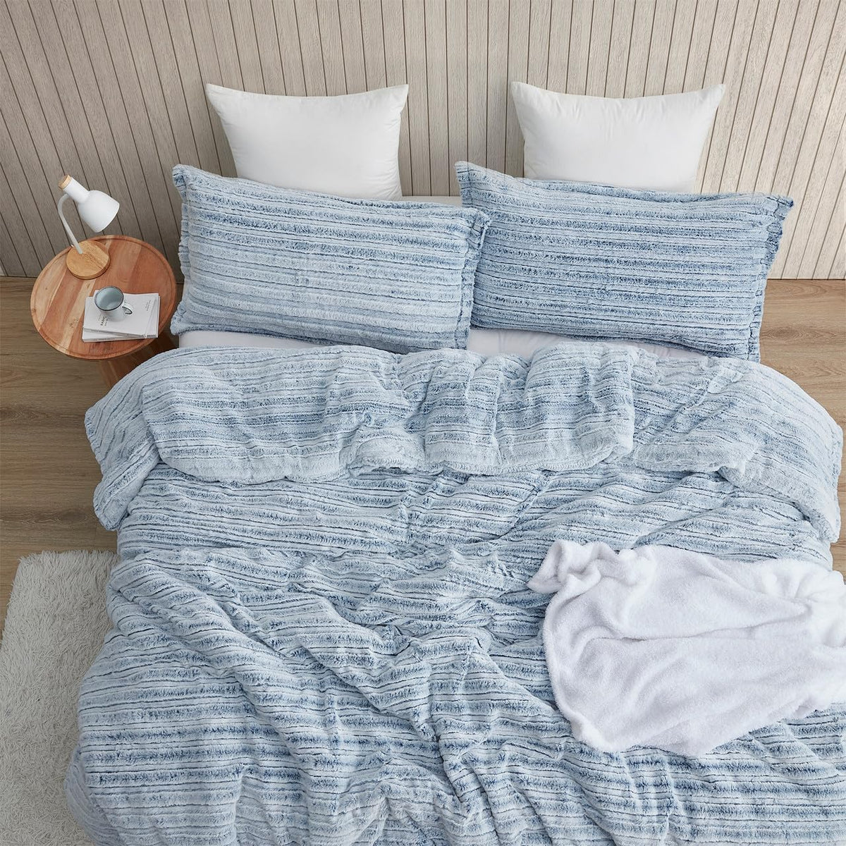Softer Than Soft - Coma Inducer® Oversized King Comforter Set - Frosted Navy Stripe