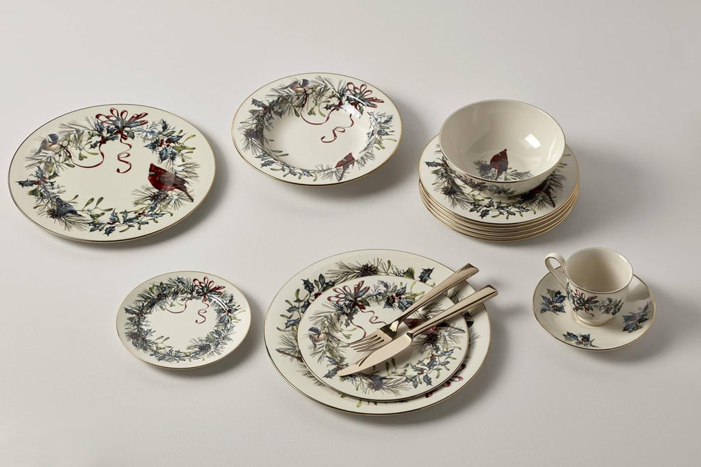 Lenox 835219 Winter Greetings 6-Piece Dinner Plate Set, 10.75', Christmas Drinkware, Holiday Hosting