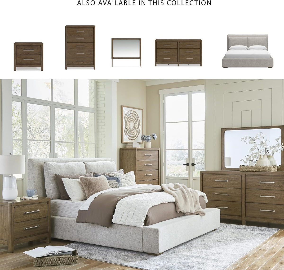 Signature Design by Ashley Cabalynn Casual King Upholstered Bed, Foundation or Box Spring Needed, Beige
