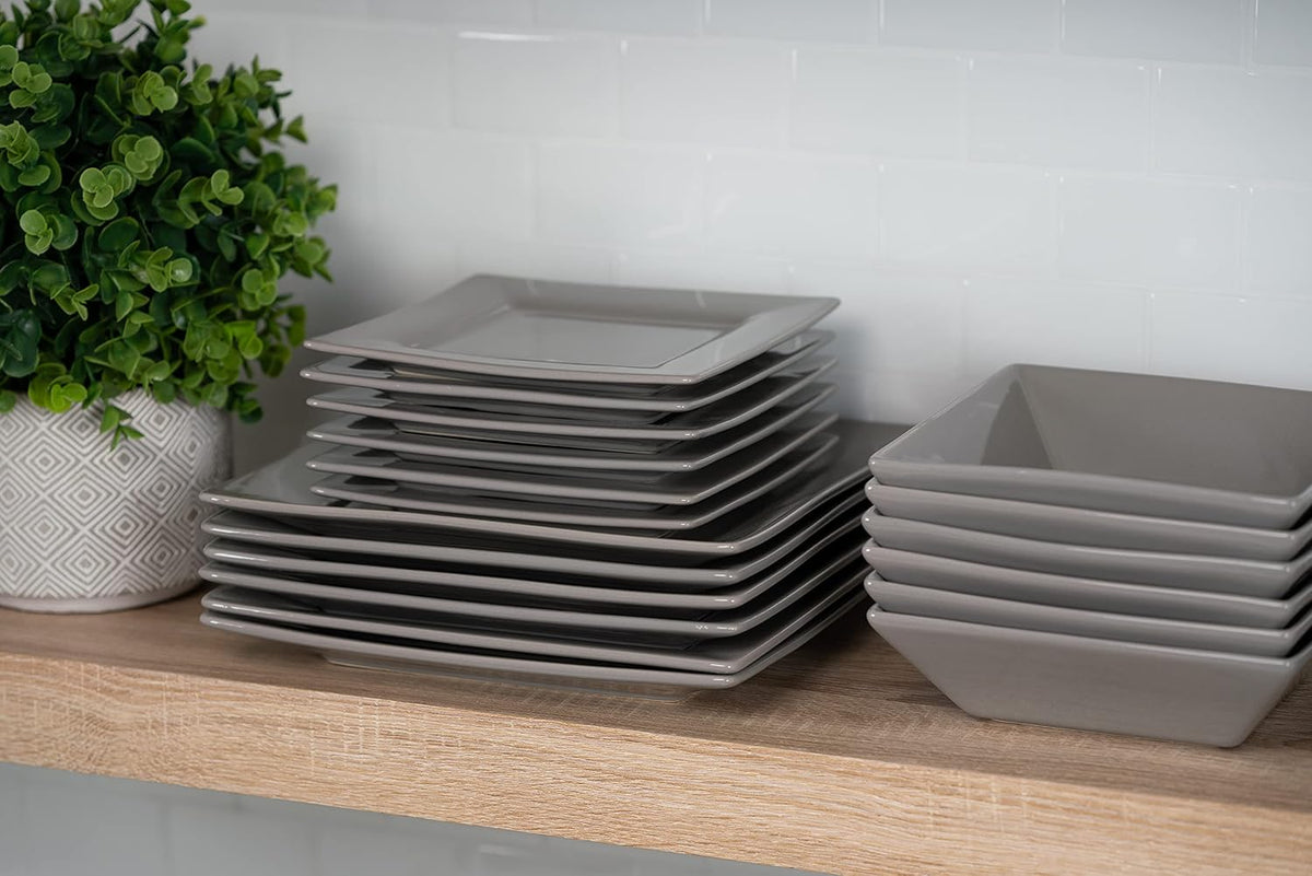 10 Strawberry Street Nova Square 40 pc Dinnerware Set, Gray