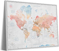 World Map Canvas with Pins: Explore Political or Tourist Destinations in 5 Colors. | Perfect Gift for Travelers' sized 22' x 16' | by Pin Adventure map (Soft Pastel, Political map)
