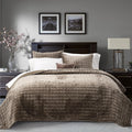RECYCO Luxury Velvet Quilt Set, California King 118'' x 106'' Oversized Bedspread, Ultra Soft Velvet Comforter, Lightweight Box Stitch Bedding Sets for All Season, with 2 Shams, Mocha Brown