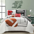 Lush Decor American Football Reversible Quilt Queen Size 5 Piece Set Full/Queen White & Black - Kids Bedding Set Queen Quilt - Football Decor
