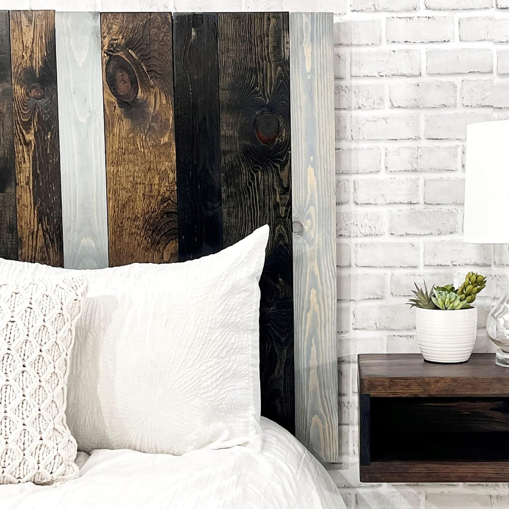 Barn Walls All Terrain Mix Design, Multicolored, Solid Wood Headboard, Floating Panels, Wall Mount, Adjustable Height, Easy Installation, California King Size