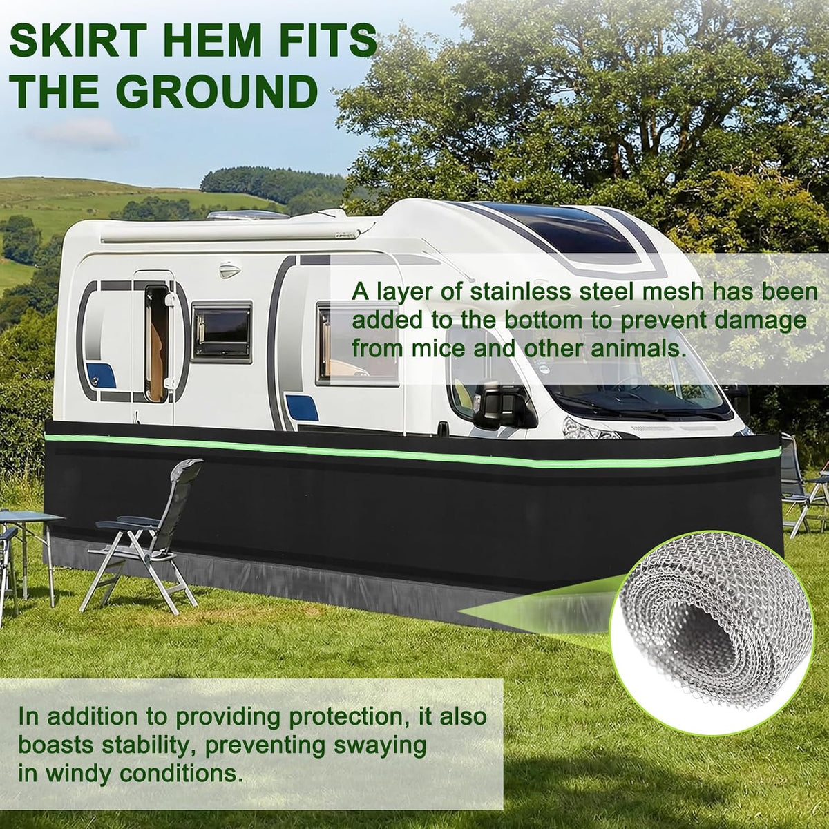RV Skirting Kit 39.4x85.3 Ft, Easy Install Mobile Home Skirting with Felt Fabric - Wind & Weather Barrier for Travel Trailers, Campers & RVs - Thick Protective Wrap