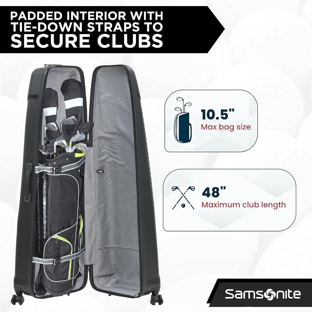 Samsonite Tour Pro Golf Travel Bags for Airlines, Hard Shell Golf Travel Case with Durable ABS, 360° Multi-Directional Shark Wheels, Lightweight Golf Club Travel Bag