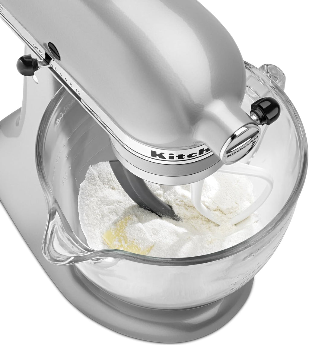 KitchenAid KSM105GBCMC KitchenAid KSM105GBCMC 5-Qt. Tilt-Head Stand Mixer with Glass Bowl - Metallic Chrome, Metallic Chrome