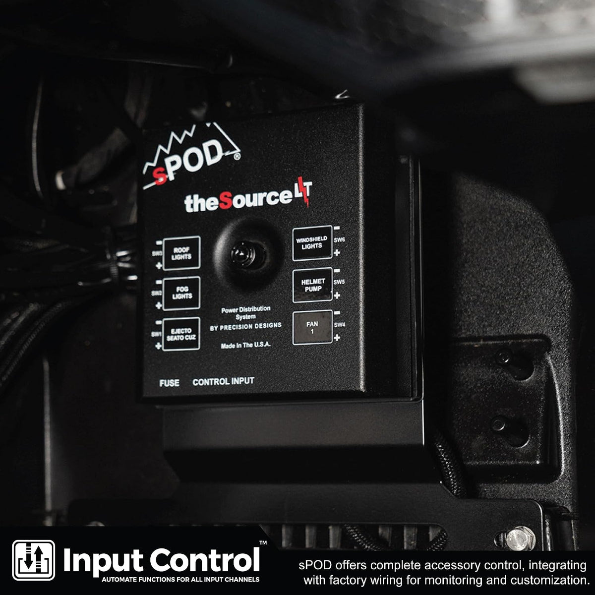 sPOD SourceLT Mini 6 Accessory Controller with Steering Wheel Mount Kit for 2022+ Polaris RZR Pro R, 2020+ Pro XP, 2025 Pro S, & 2020-24' Turbo R UTV - USA 5-Year Warranty