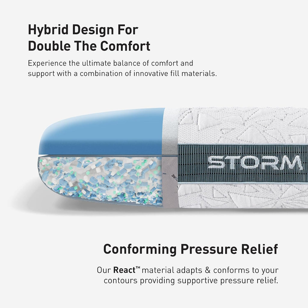 Bedgear Storm Performance Pillow, 3.0 Cooling Pillow for Side Sleepers, Medium Firm Support, Ver-Tex Cooling Cover, Air-X Mesh, Washable