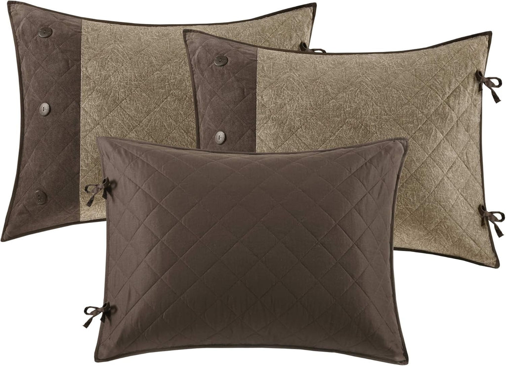 Madison Park Daybed Cover Set - Trendy Design, All Season Luxury Bedding with Bedskirt, Matching Shams, Decorative Pillow, Diamond Quilted Faux Suede Reversible Brown 75'x39' 6 Piece