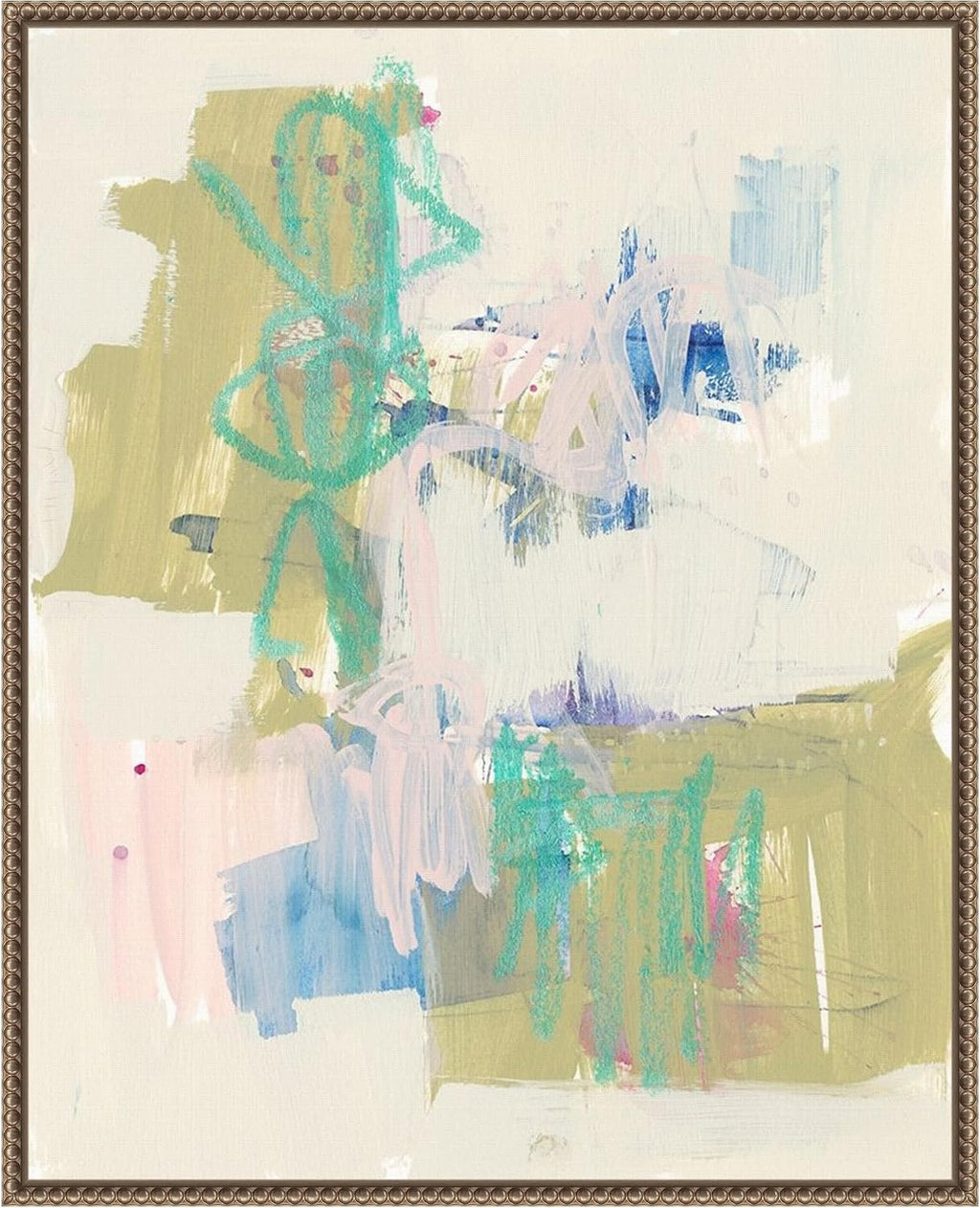 Amanti Art Framed Canvas Wall Art 28x23 Balancing Pastels II by Jennifer Goldberger, Framed Wall Art Canvas, Abstract Artwork, Traditional Decor, Medium Poster Painting for Living Room, Bedroom,