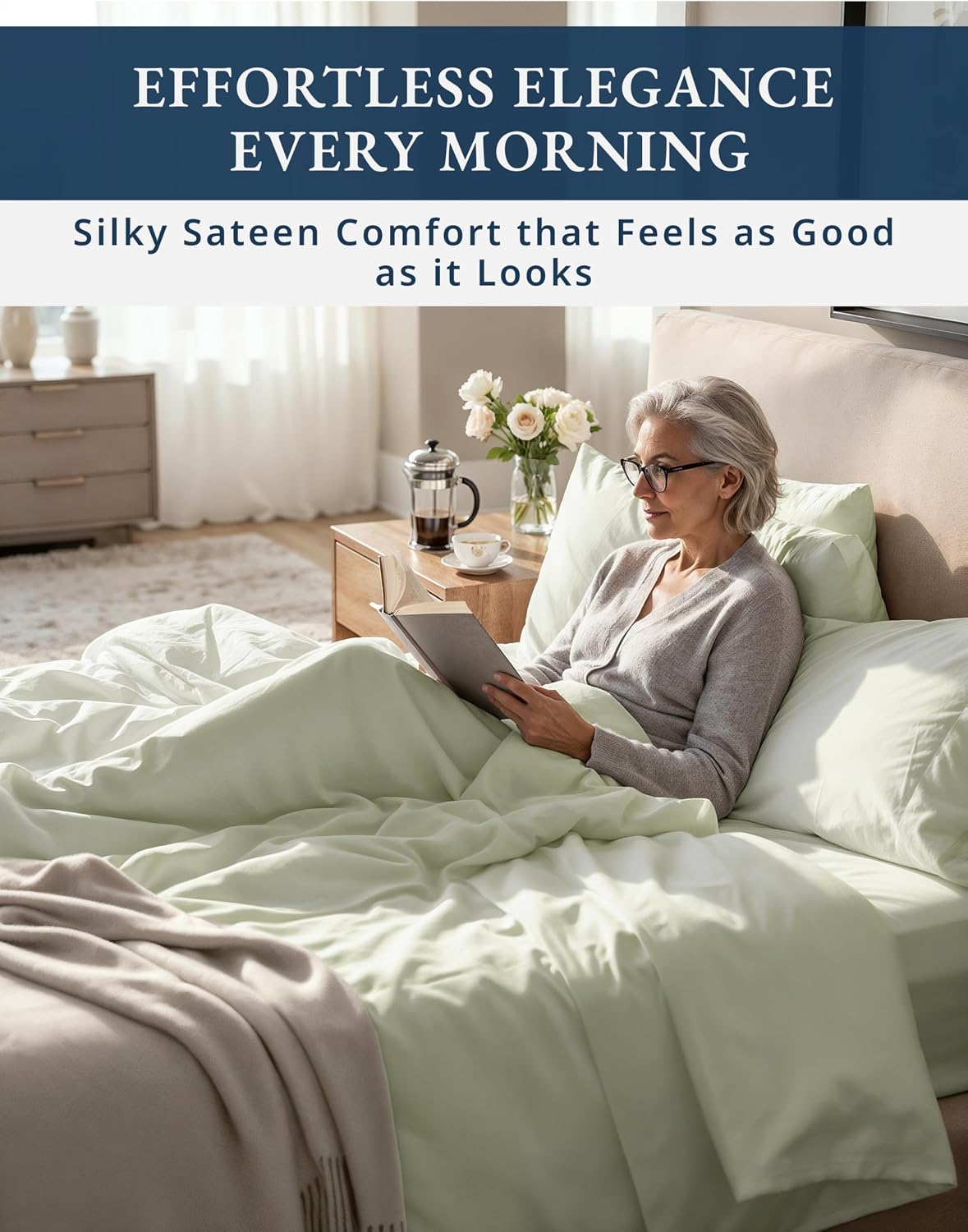 LANE LINEN 100% Egyptian Cotton Split King Bed Sheets for Adjustable Bed - 1000 Thread Count, Eco Friendly Sustainably Produced No Pill Fade Resistant 15' Deep Pocket Split King Sheet Set - Mineral